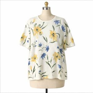 Alfred Dunner Floral Garden Sweater Sz Large Cottagecore Chic Soft Spring Vibes
